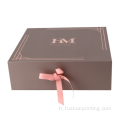 Logo personnalisé Boîte cadeau d&#39;emballage en papier rose grand